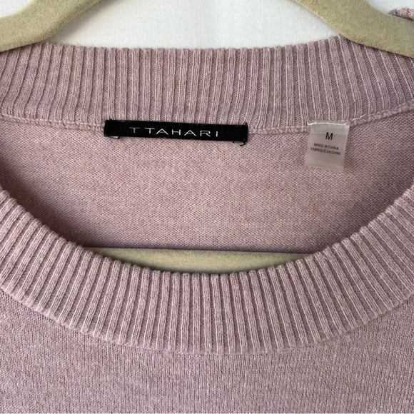 T TAHARI Long Sleeve Crewneck Pullover Sweater in Blush/Ivory Women's Sz Medium - Picture 3 of 6